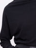 Bat silhouette black lurex top, with cowl neck and long sleeves